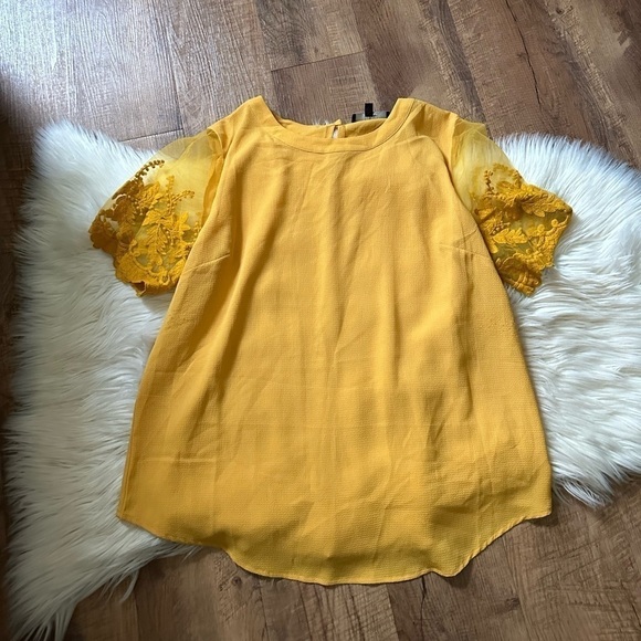 LULU’S Lisa Marie Yellow Embroidered Top - Picture 4 of 6